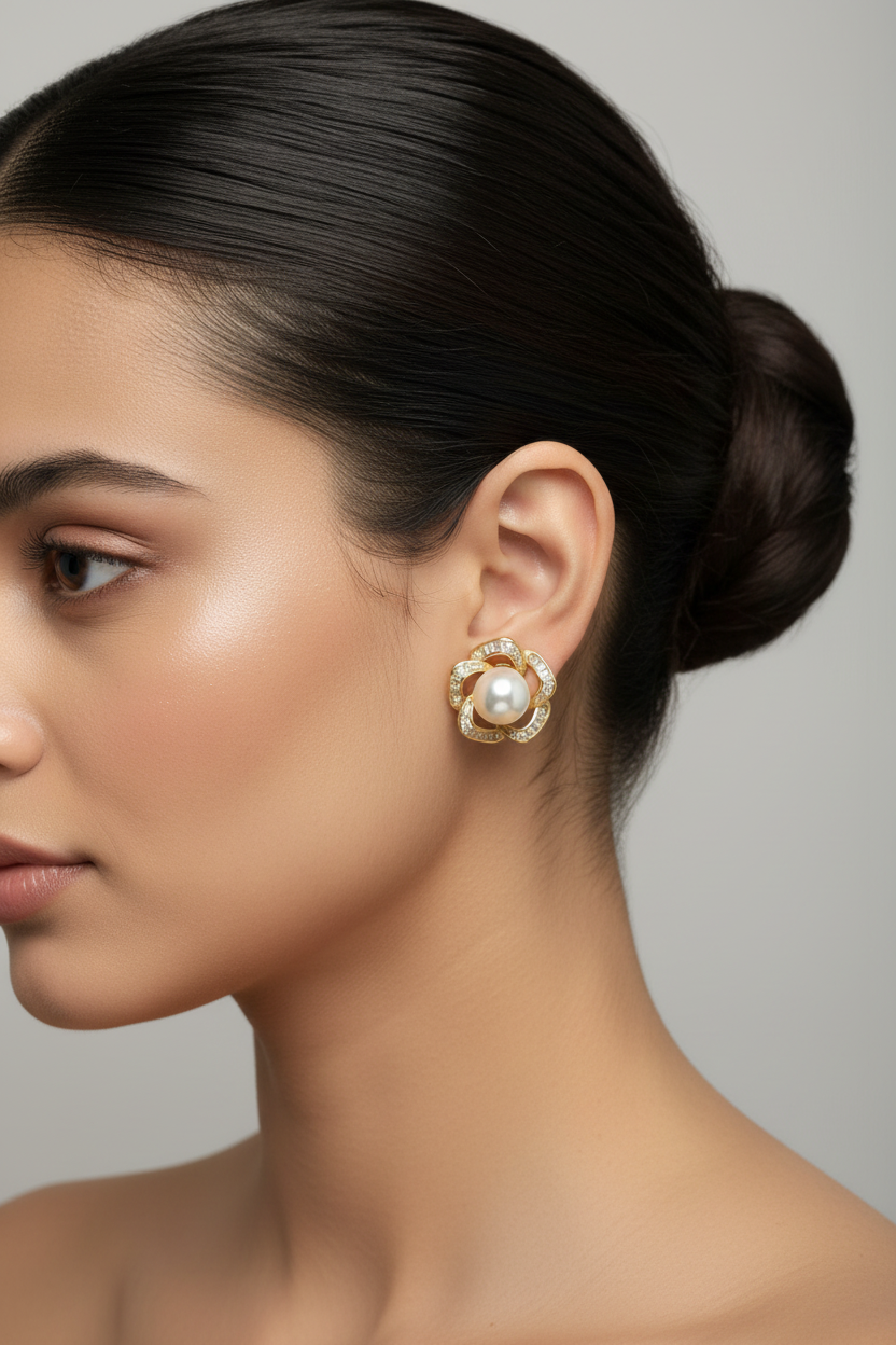 Crystal Halo Pearl Earrings