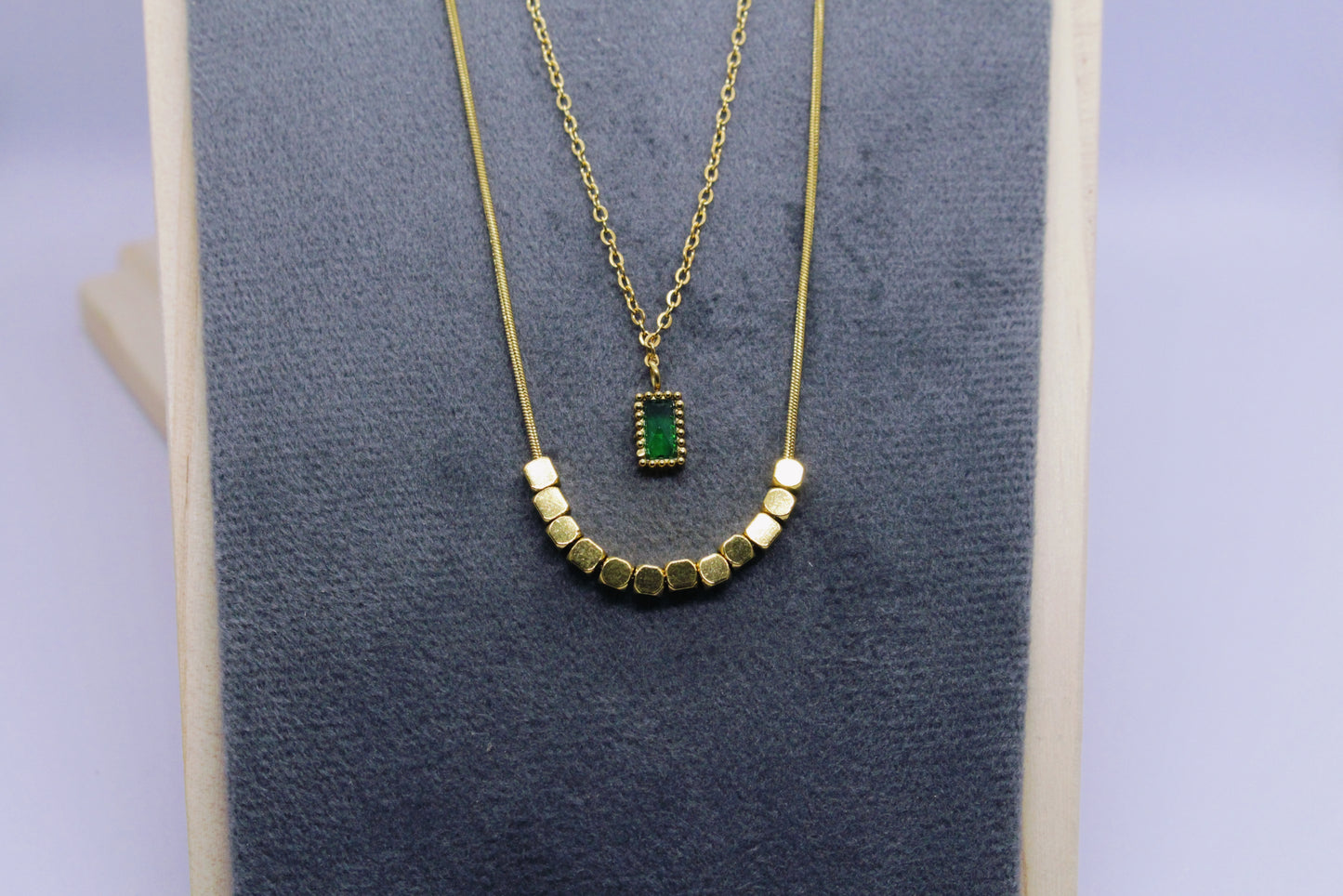 Golden Cube Double Layered Necklace