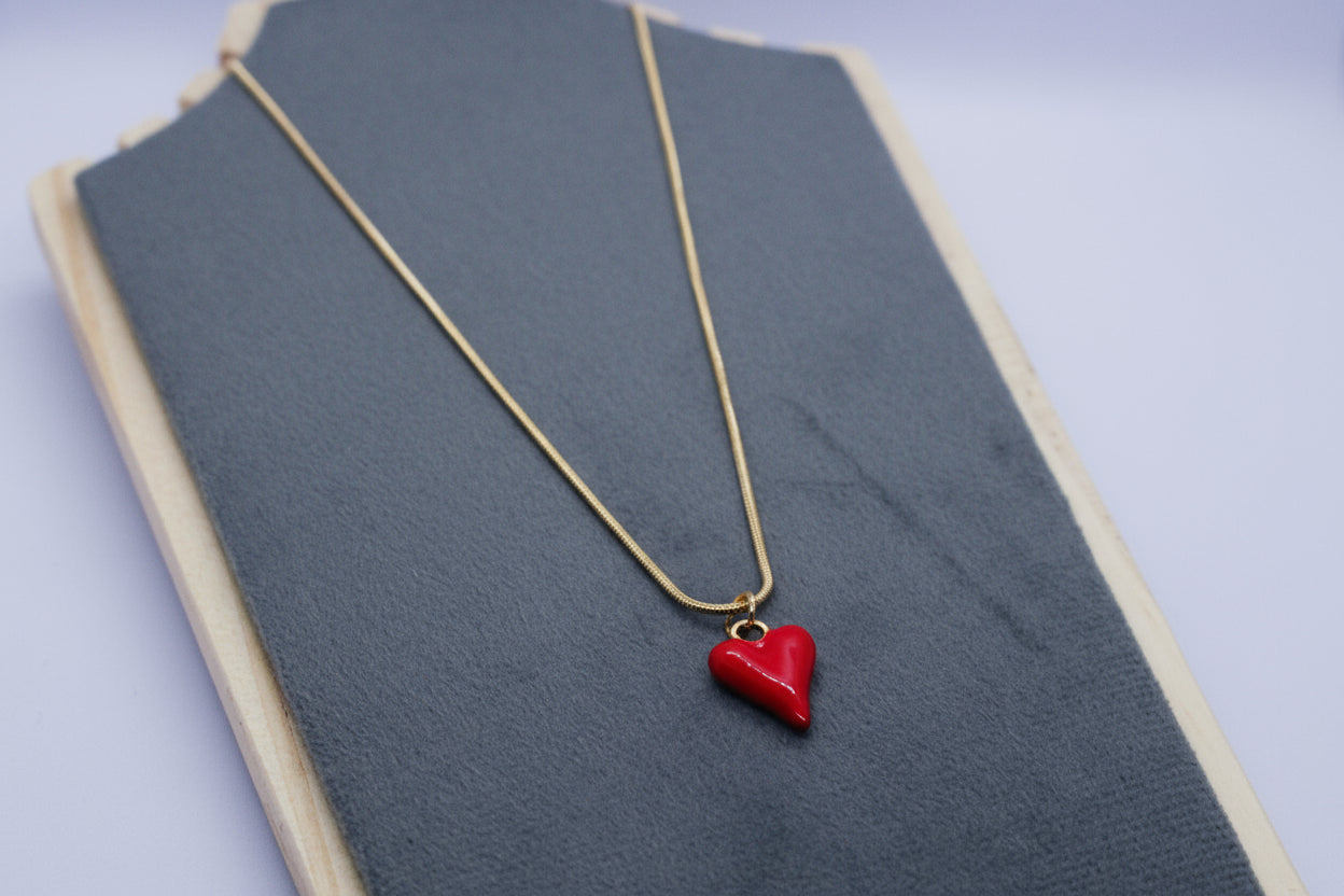 Crimson Heart Minimalist Necklace
