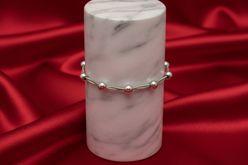 Silver Spherical Bead Bracelet