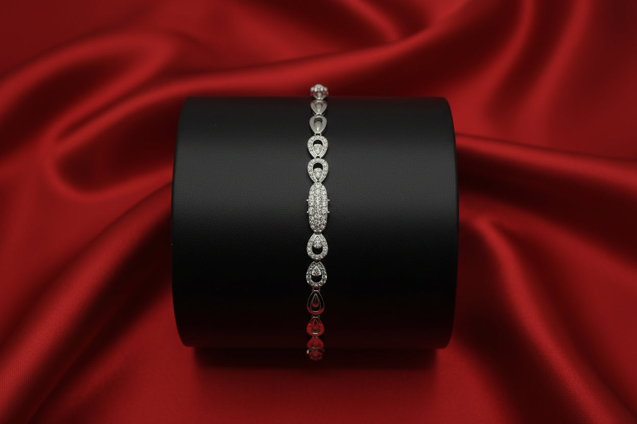 Silver Pavé Marquise Bracelet