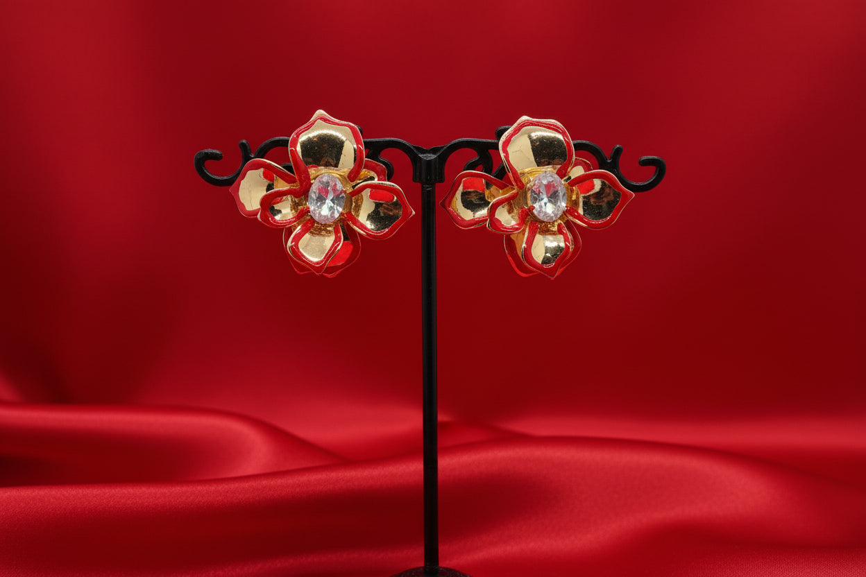Enamel Floral Statement Studs