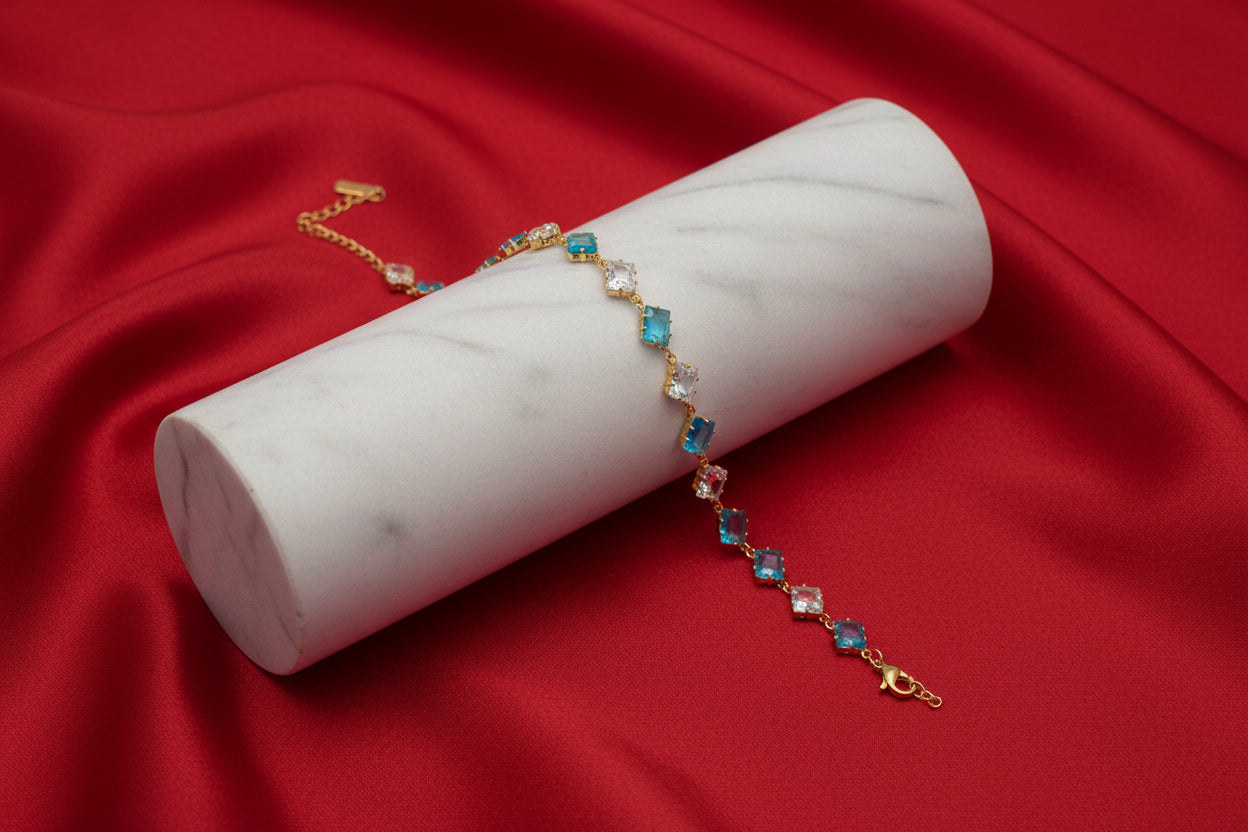 Azure & Clear Geometric Bracelet