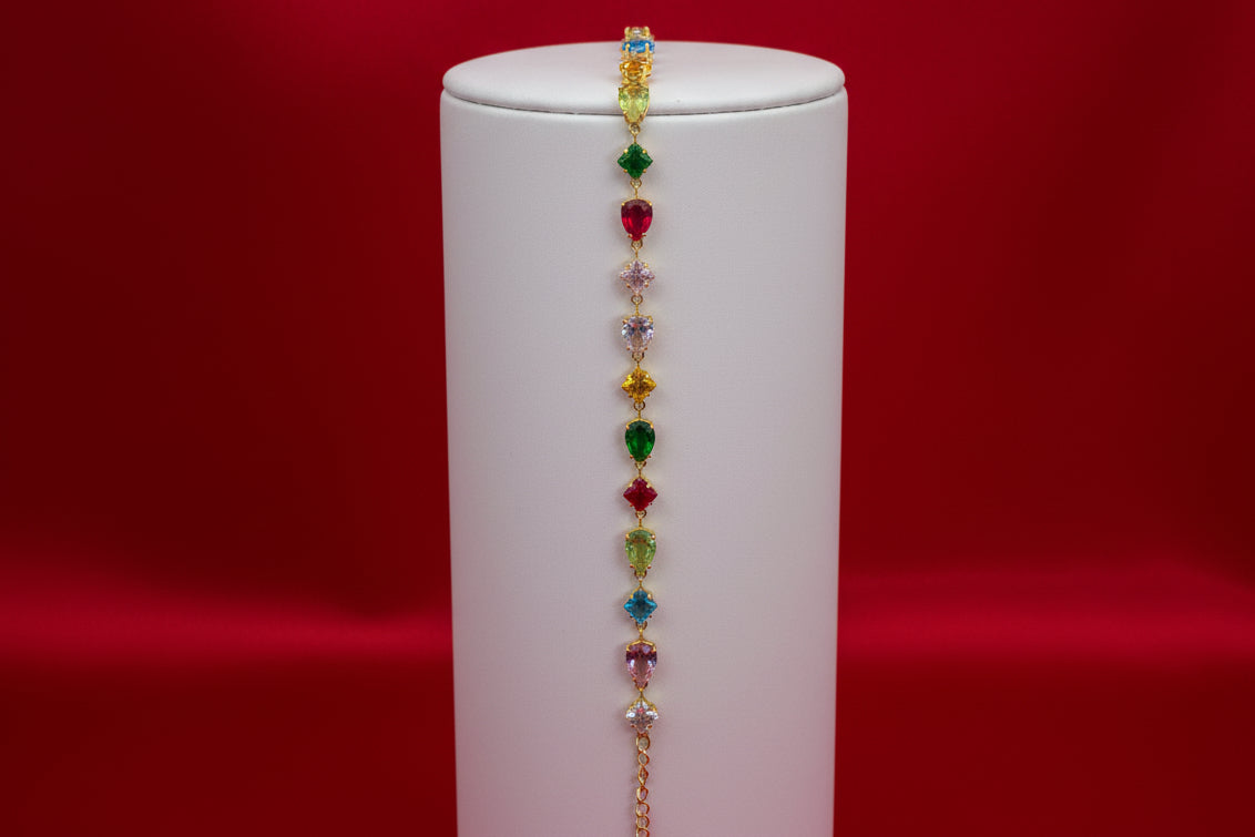 Multicolor Teardrop & Geometric Bracelet