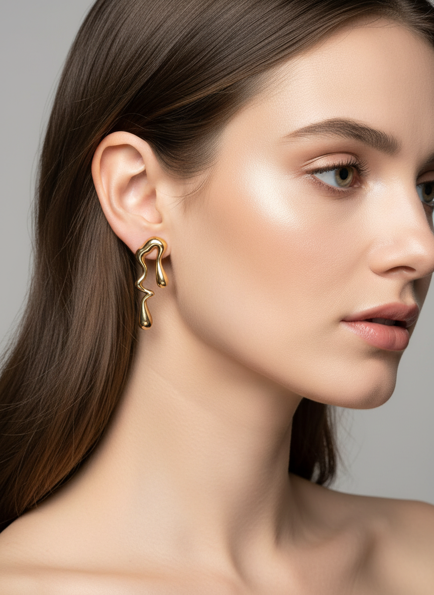 Melted Gold Studs