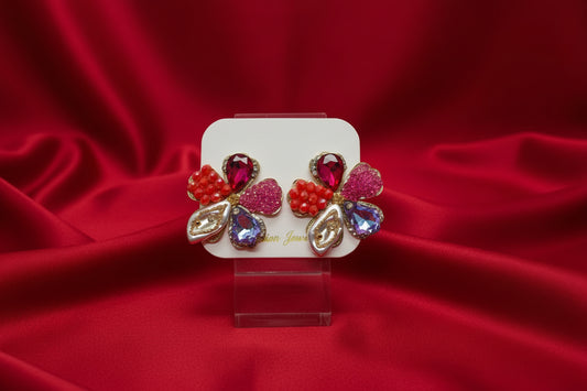 Bohemian Crystal & Bead Bloom Studs