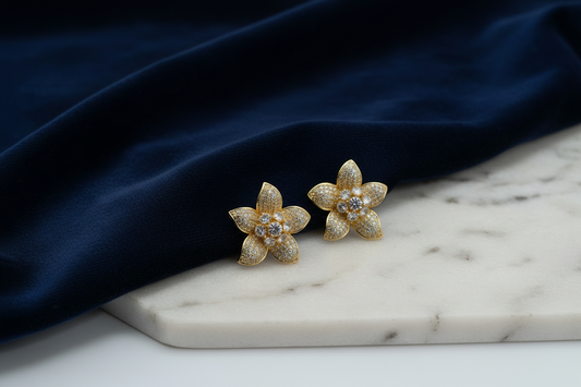 Glittering Pavé Petal Studs