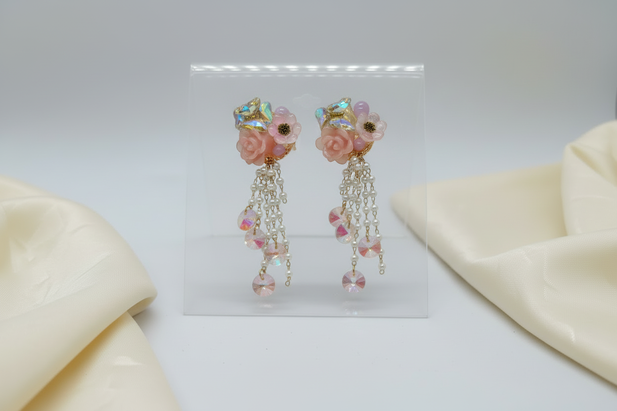 Iridescent Floral Cascade Earrings
