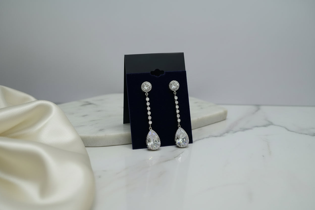 Pear-Cut Solitaire Drop Earrings