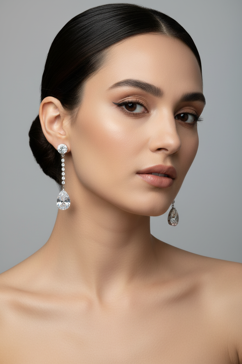 Pear-Cut Solitaire Drop Earrings