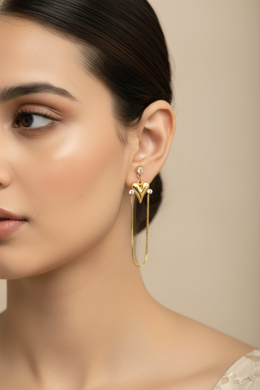 Golden Heart Swing Earrings