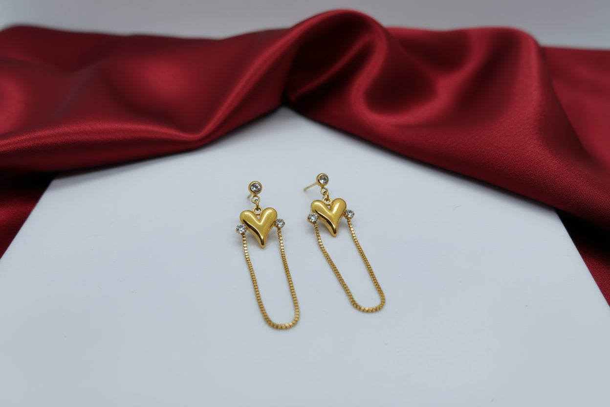 Golden Heart Swing Earrings