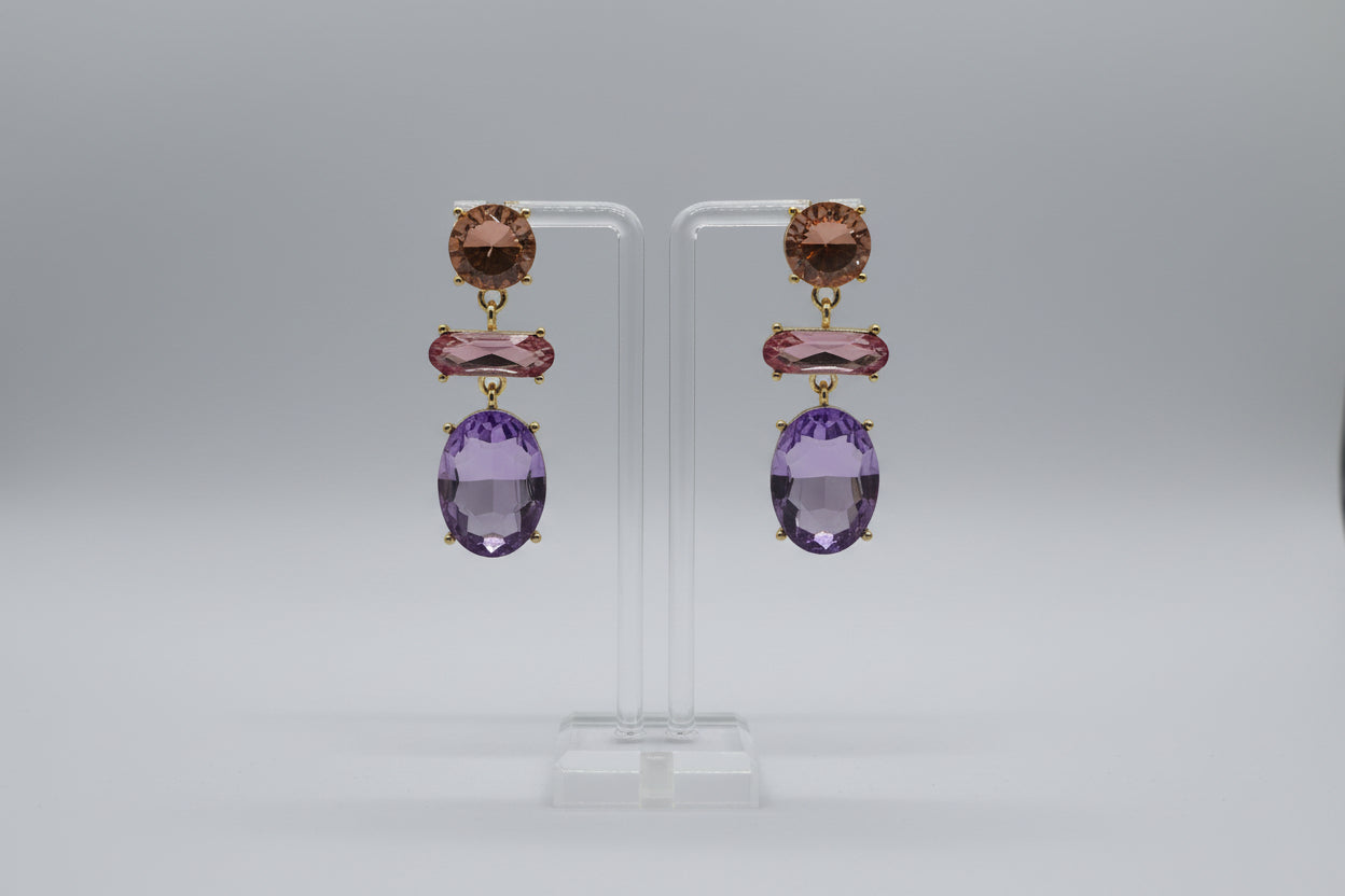 Three-Tier Oval Crystal Drops