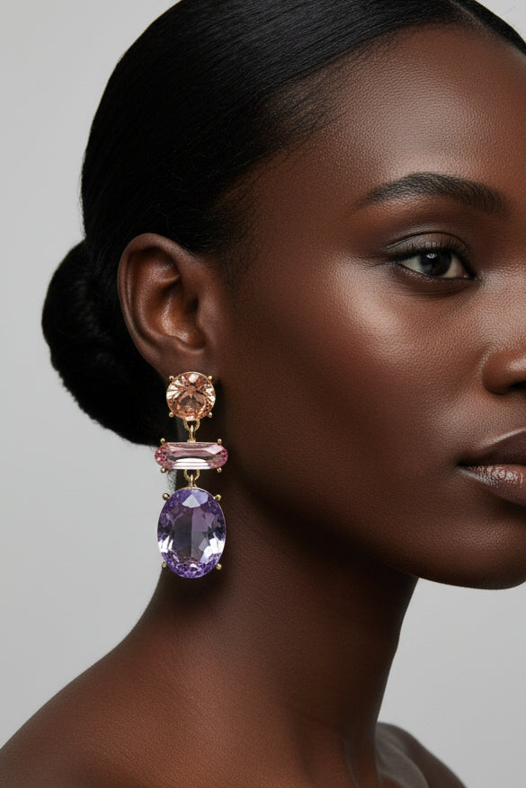 Three-Tier Oval Crystal Drops