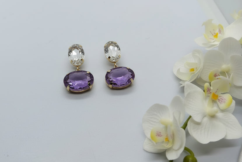 Faceted Crystal Post Earrings