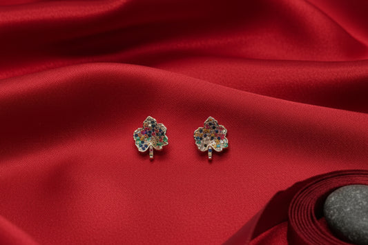 Rainbow Crystal Maple Leaf Studs