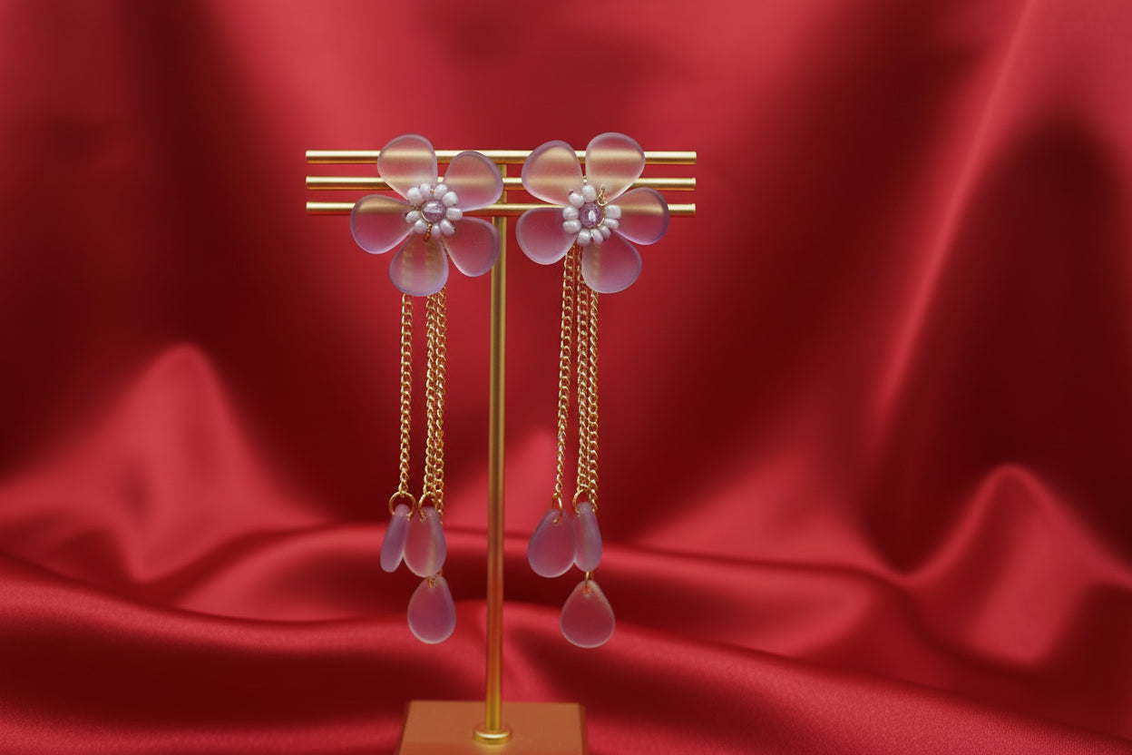 Beaded Center Flower Drops