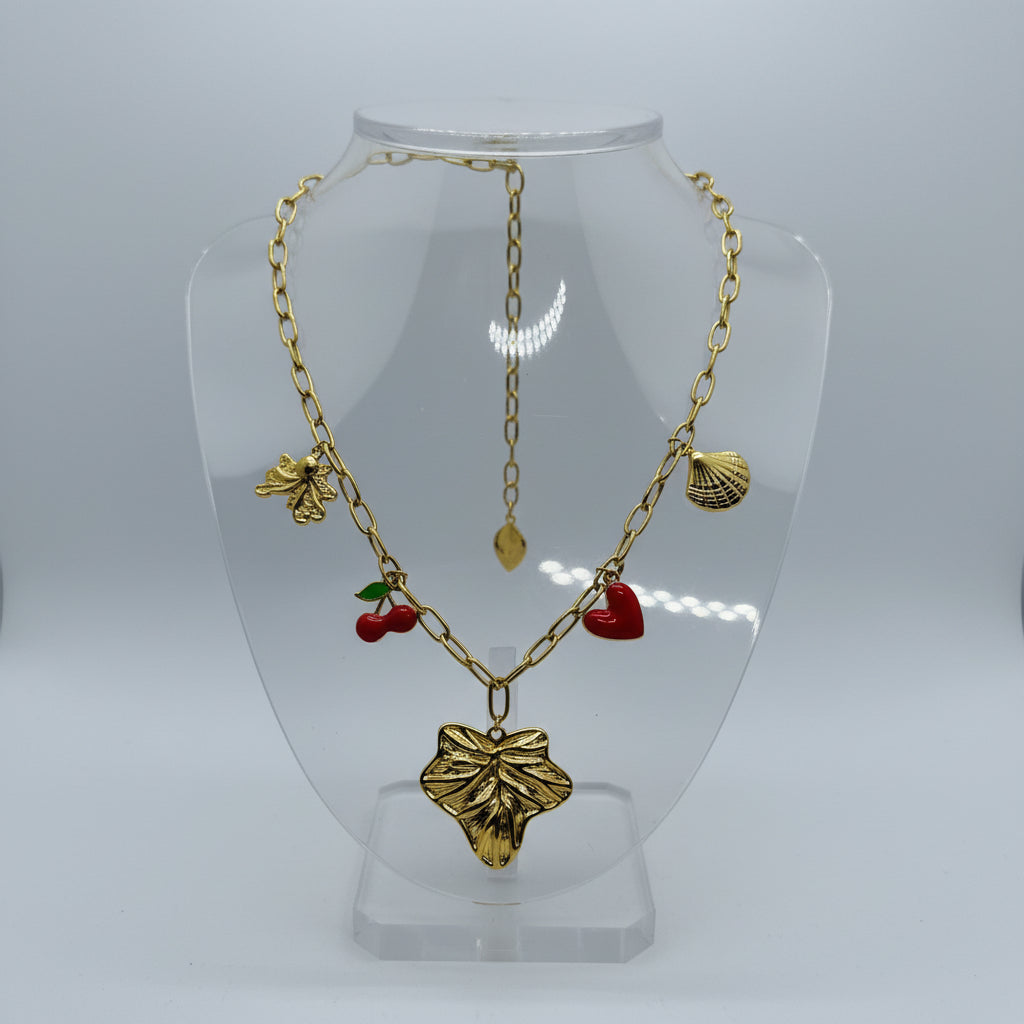 Gold Botanical Charm Necklace