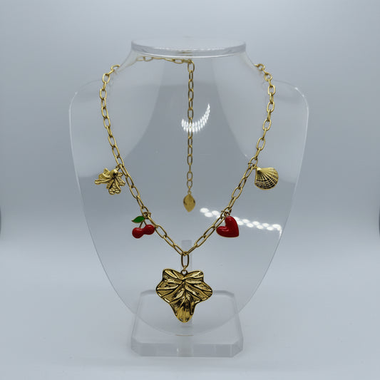 Gold Botanical Charm Necklace