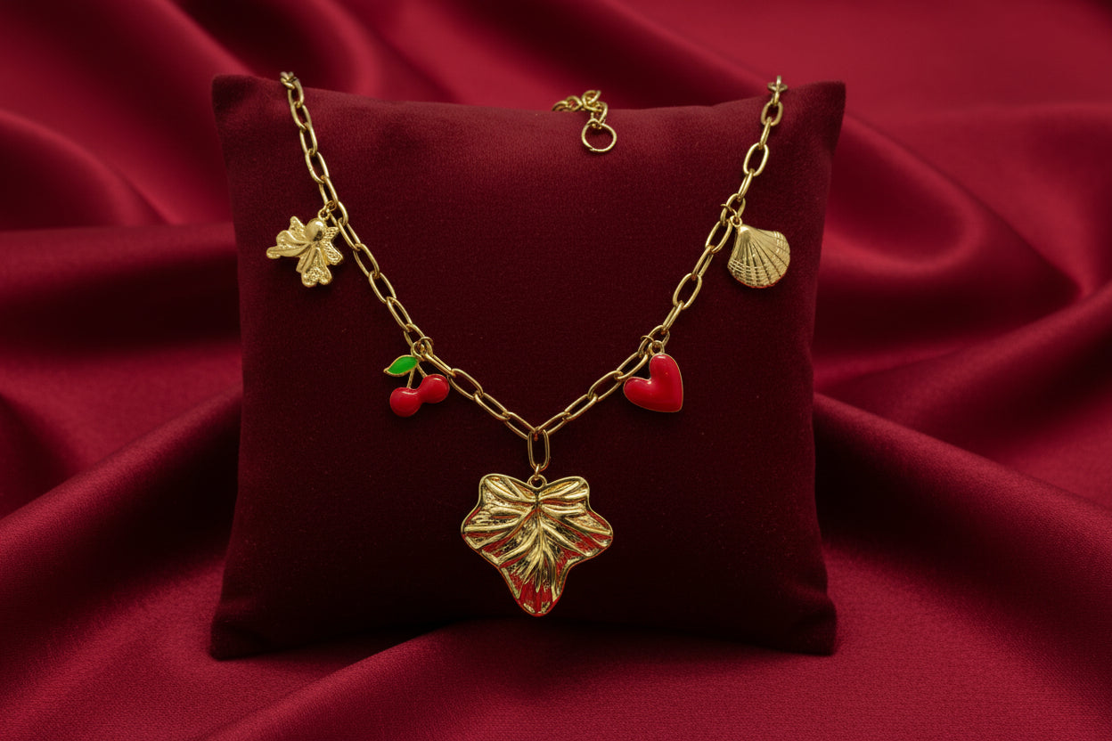 Gold Botanical Charm Necklace