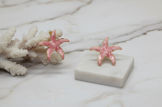 Marbled Starfish Studs Pink