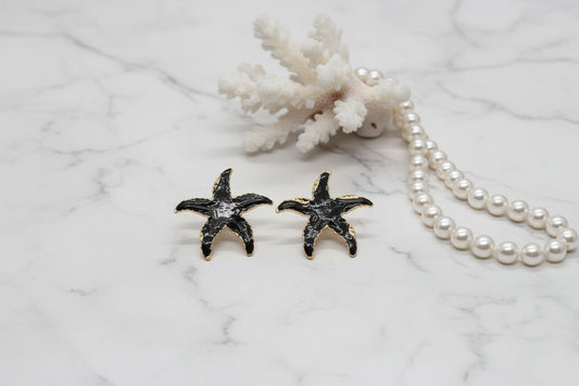 Marbled Starfish Studs Black