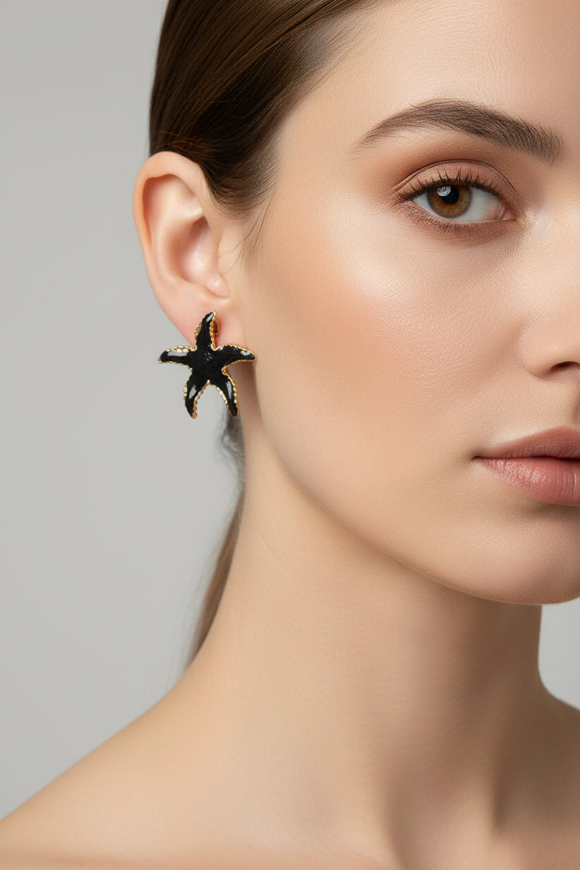 Marbled Starfish Studs Black