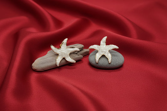 Marbled Starfish Studs White