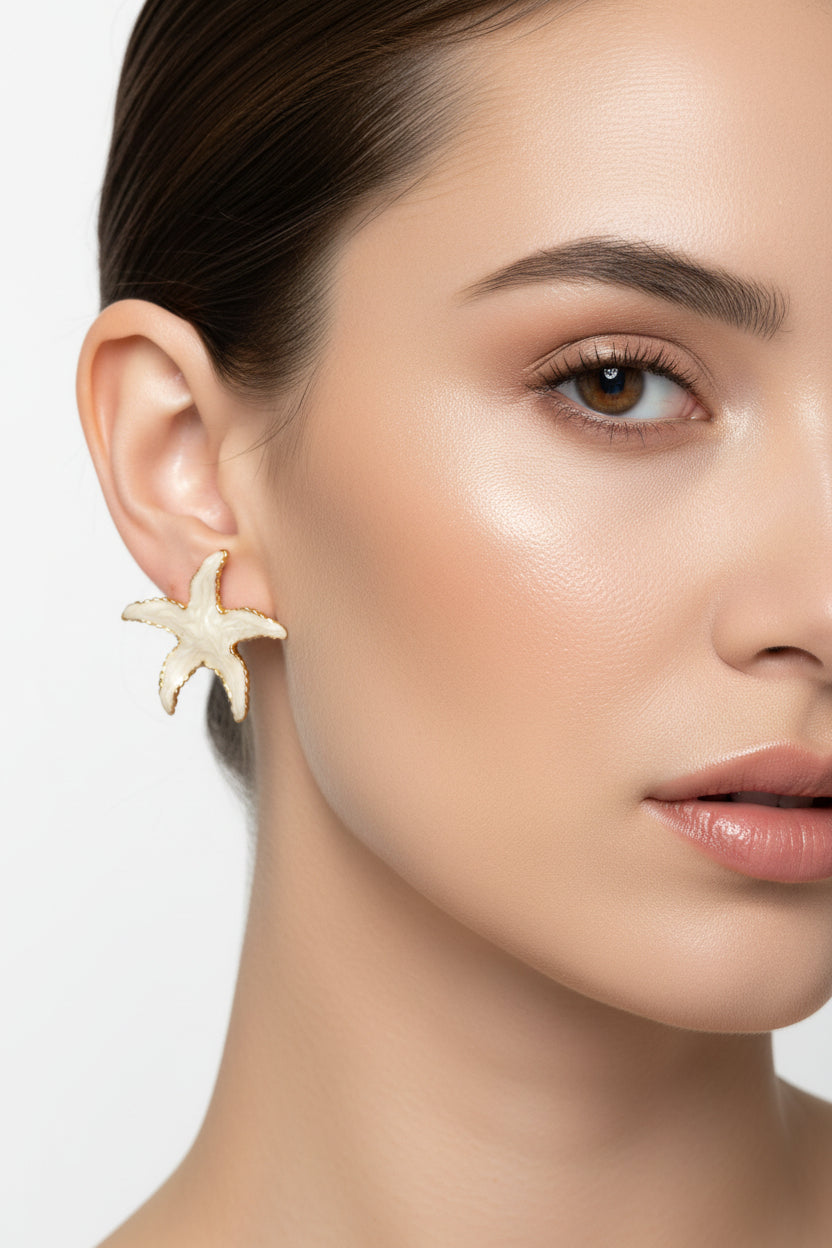 Marbled Starfish Studs White