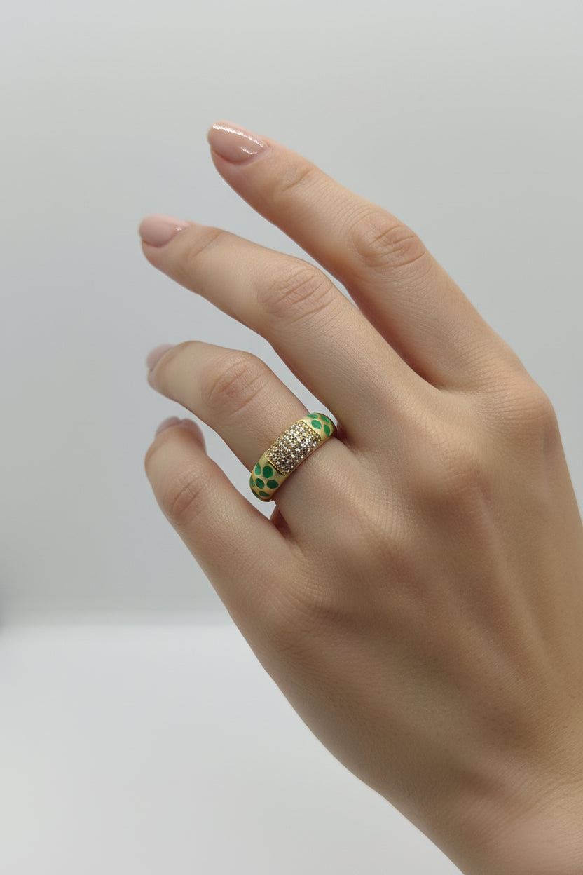 Dome Shape Ring Green (Adjustable Size)