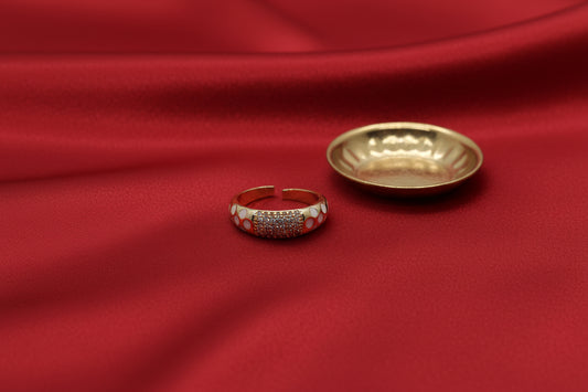 Dome Shape Ring White (Adjustable Size)