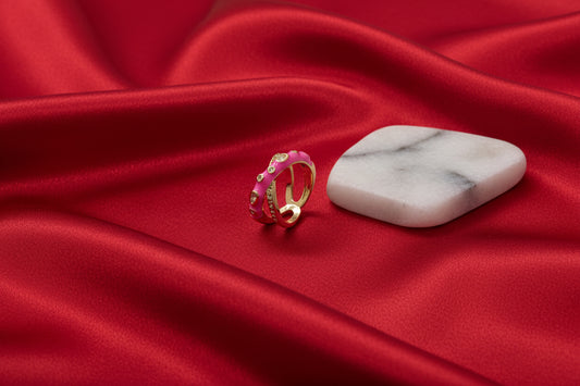 Criss-Cross (X) Design Pink Ring (Adjustable)