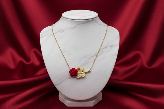 Rose Stem Pendant Necklace (Adjustable)