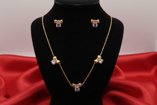 The Golden Bow & Crystal Solitaire Set