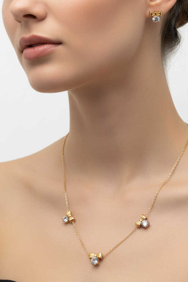 The Golden Bow & Crystal Solitaire Set