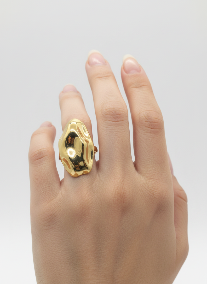 The Sculpted Pebble Ring ( Adjustable )