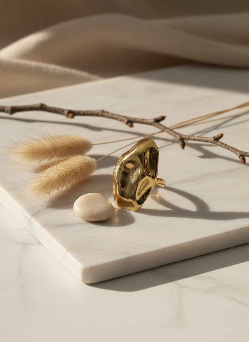 The Sculpted Pebble Ring ( Adjustable )