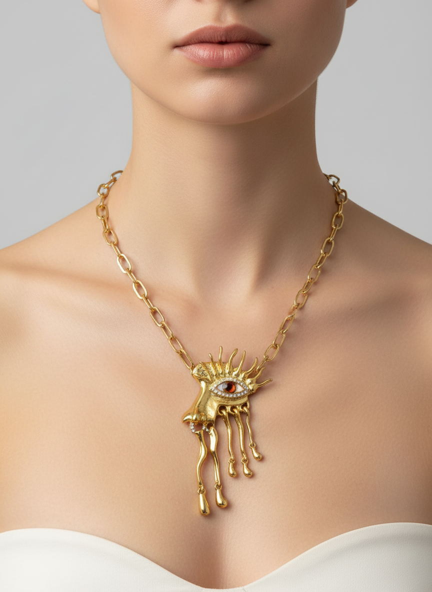 The Golden Evil Eye Hand Necklace