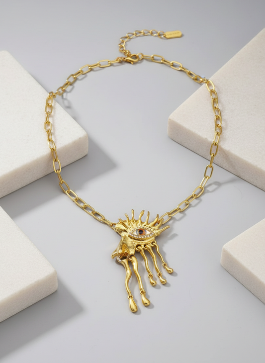 The Golden Evil Eye Hand Necklace