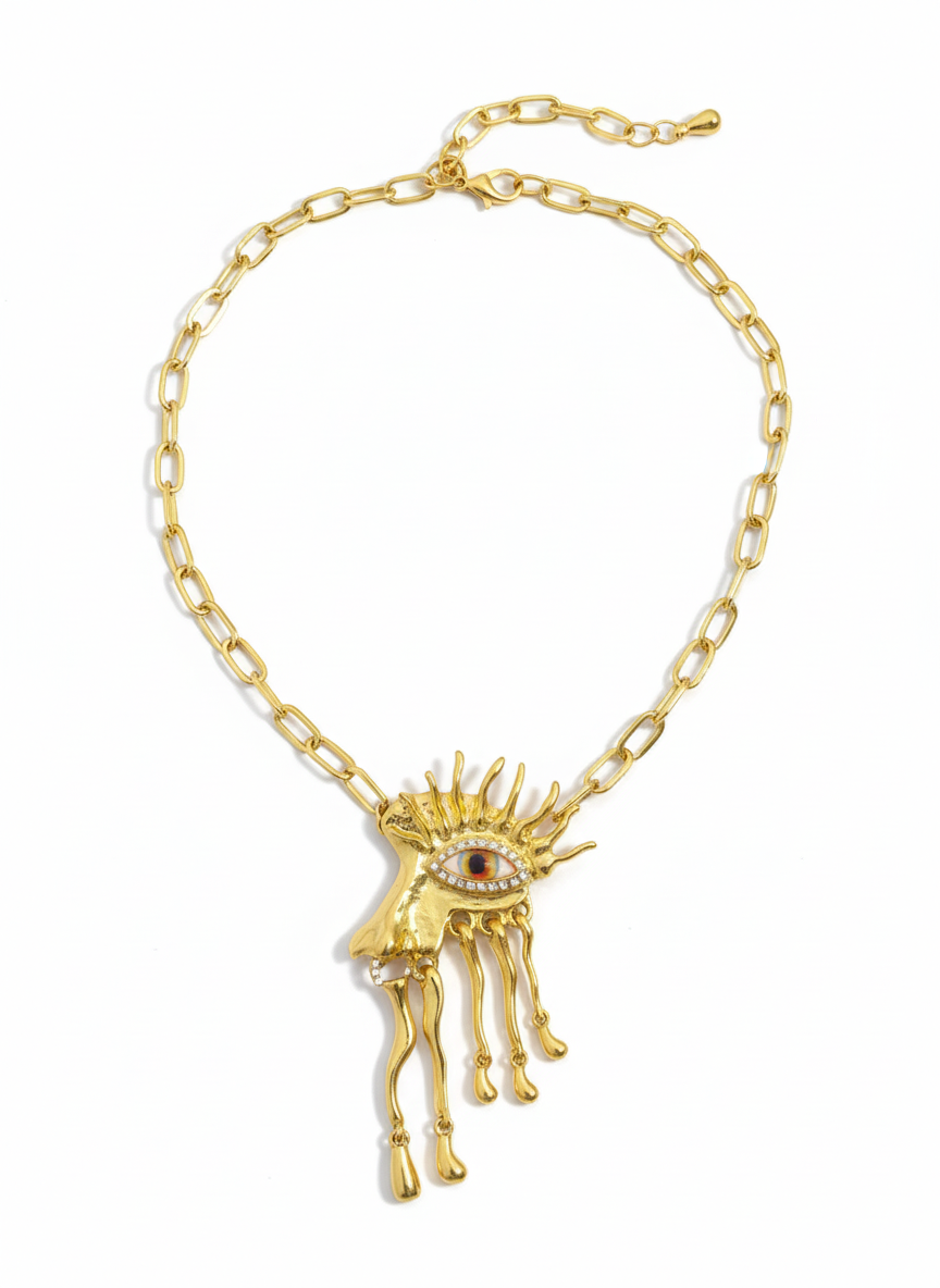 The Golden Evil Eye Hand Necklace