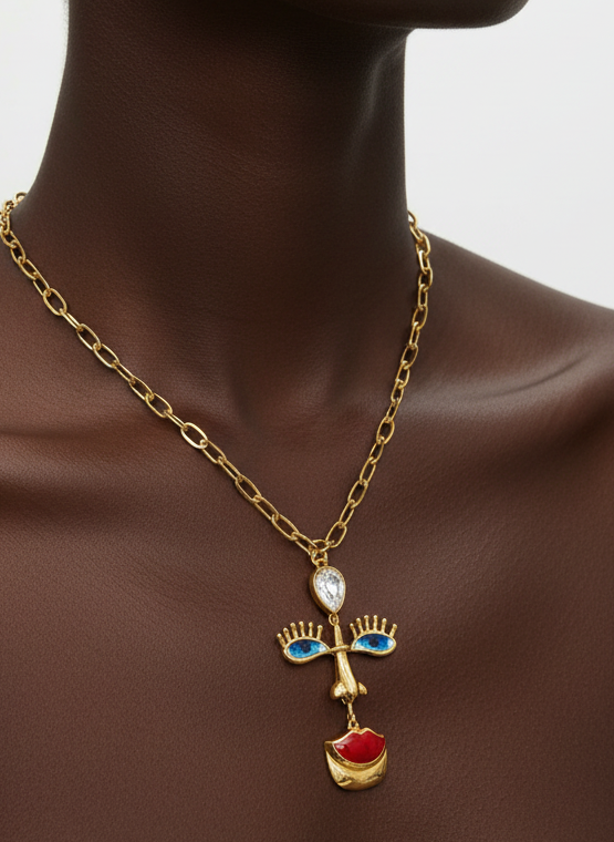 Statement Mask Pendant Necklace