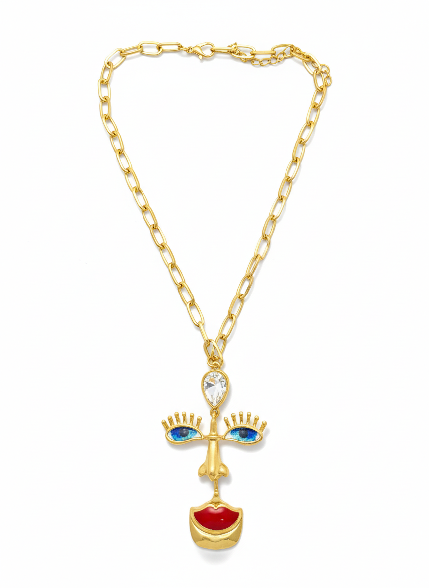 Statement Mask Pendant Necklace
