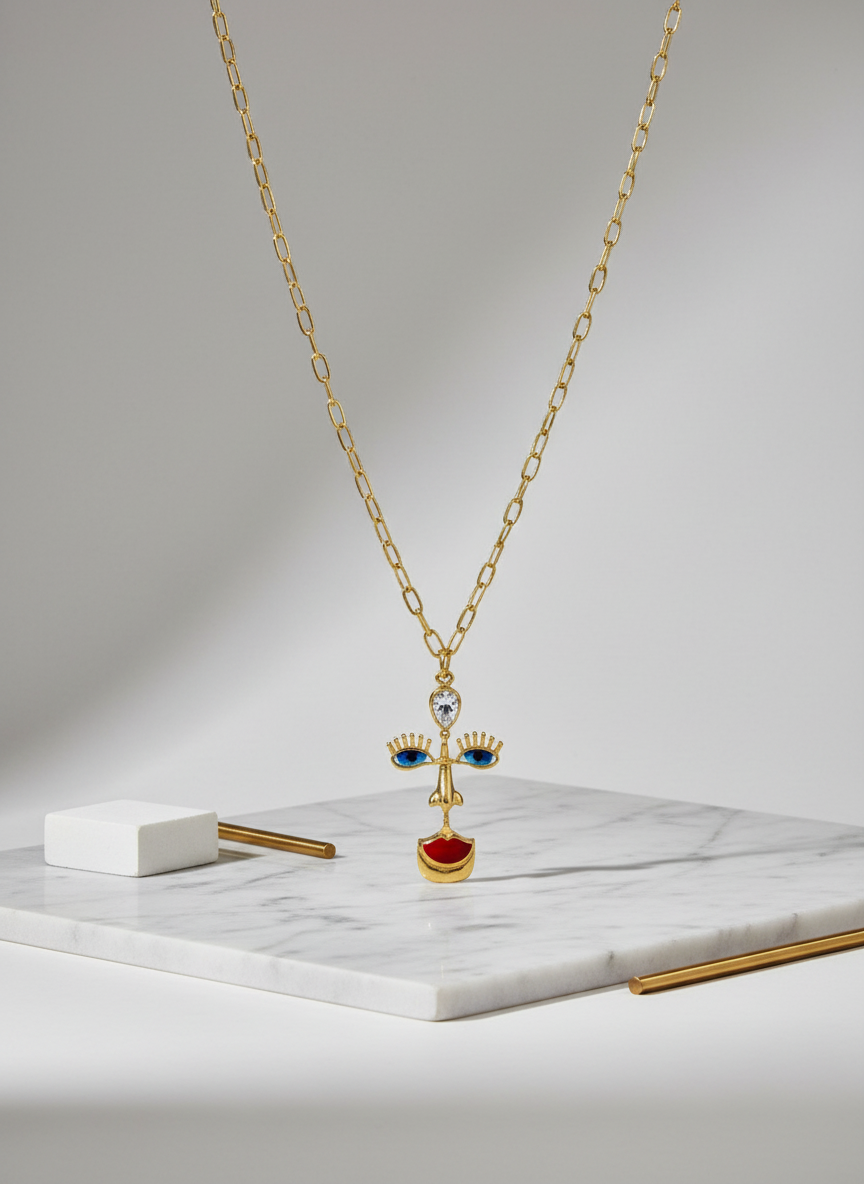 Statement Mask Pendant Necklace