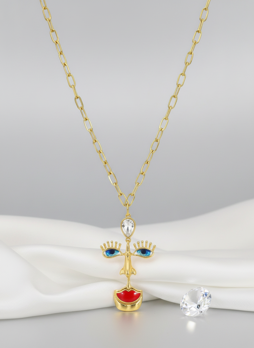 Statement Mask Pendant Necklace