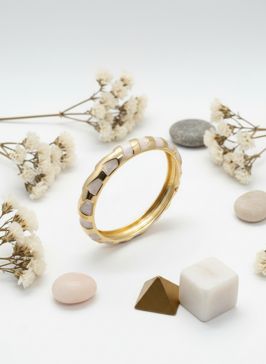 Gold Inlay Hinged Bangle Free Size