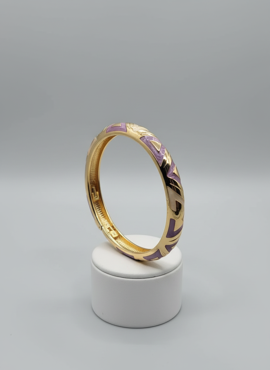 The Inlaid Lilac Bangle (Free Size)