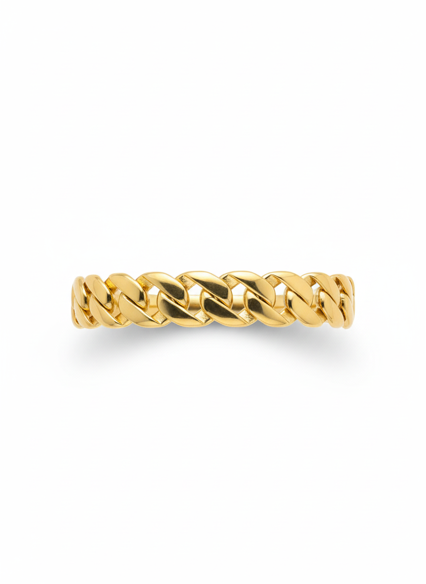 Gold-Tone Cuban Curb Bangle Bracelet (Free Size)