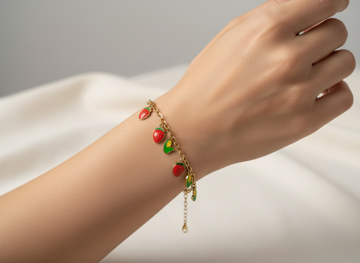 Fruit Salad Link Charm Bracelet