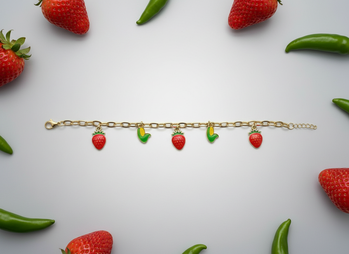 Fruit Salad Link Charm Bracelet