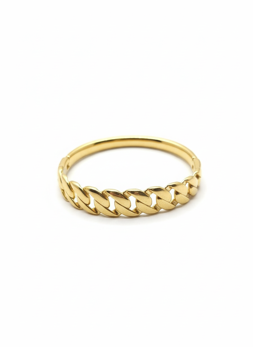 Gold-Tone Cuban Curb Bangle Bracelet (Free Size)